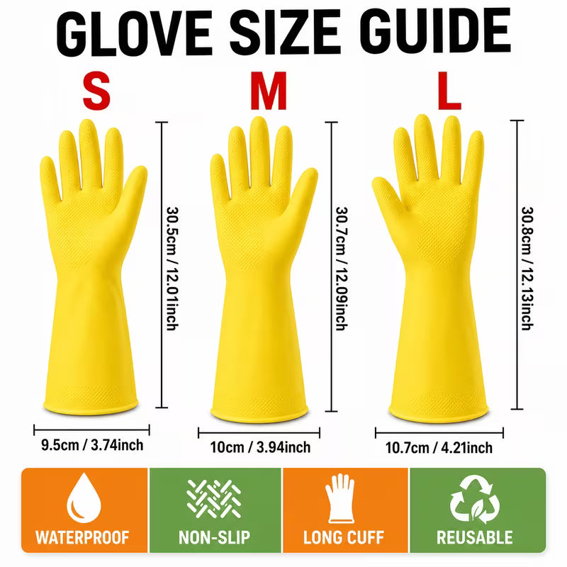 6pcs Heavy-Duty Dishwashing Gloves, Reusable Non-Slip Waterproof Cleaning Gloves for Kitchen