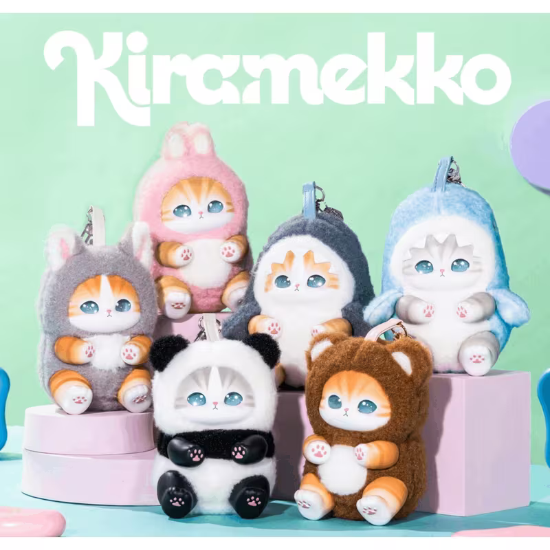 1pc MINISO Mofusand Kiramekko Fluffy Kittens Plush Keychain Blind Box - Random Design Cute