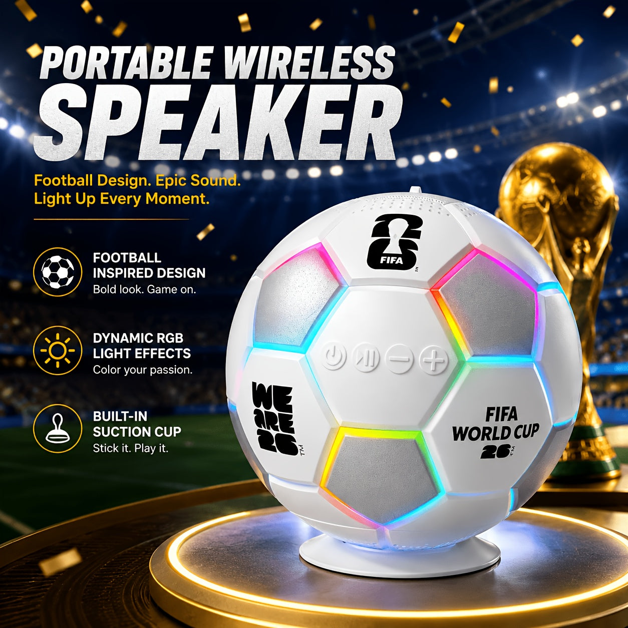 FIFA S01 Portable Wireless Speaker—World Cup Exclusive Limited Edition—Football-Inspired Design