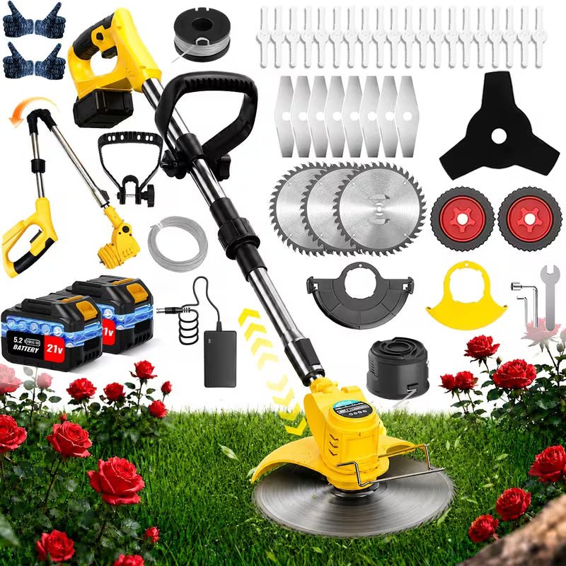 Manual Electric Lawn Mower Cordless Lithium-Ion Grass Trimmer 5200Mah for Lawn And Garden Landscape