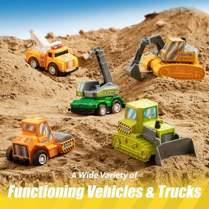 18-Piece Pull Back City Cars and Trucks Toy Vehicles Set for Kids