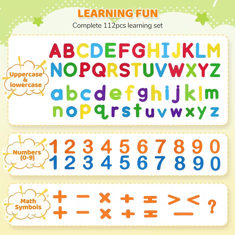 112-Piece Magnetic Letters and Numbers Set for Kids