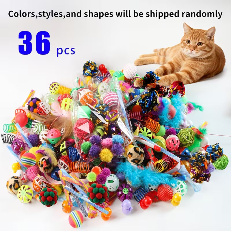 Cat Toy Set, Multi-Cat Interactive Cat Toy Set, Plastic, Random Color