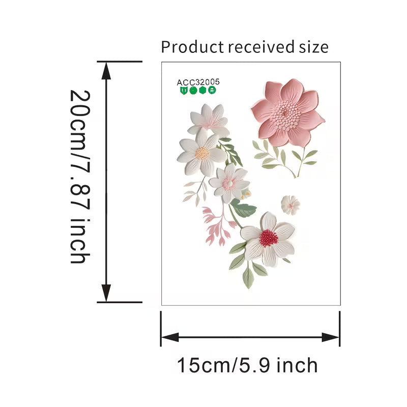 2D Flat Relief Pink White Floral Switch Wall Set, White