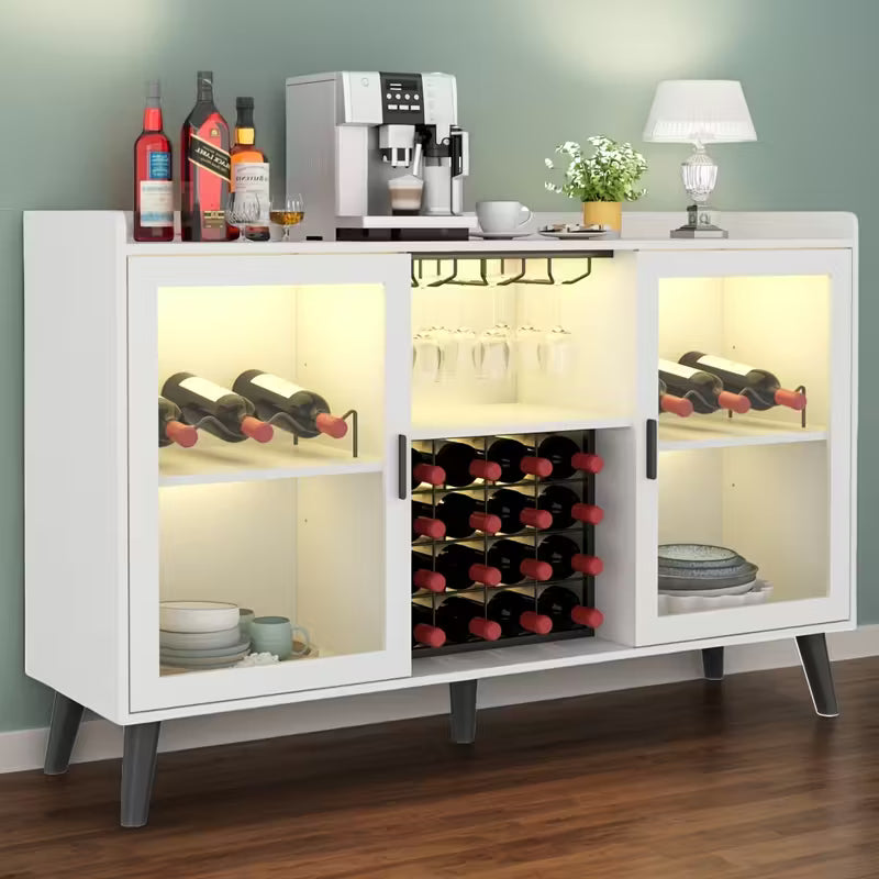 Coffee Bar Cabinet With Wine Racks, Wine Bar Cabinet With Glass Holders