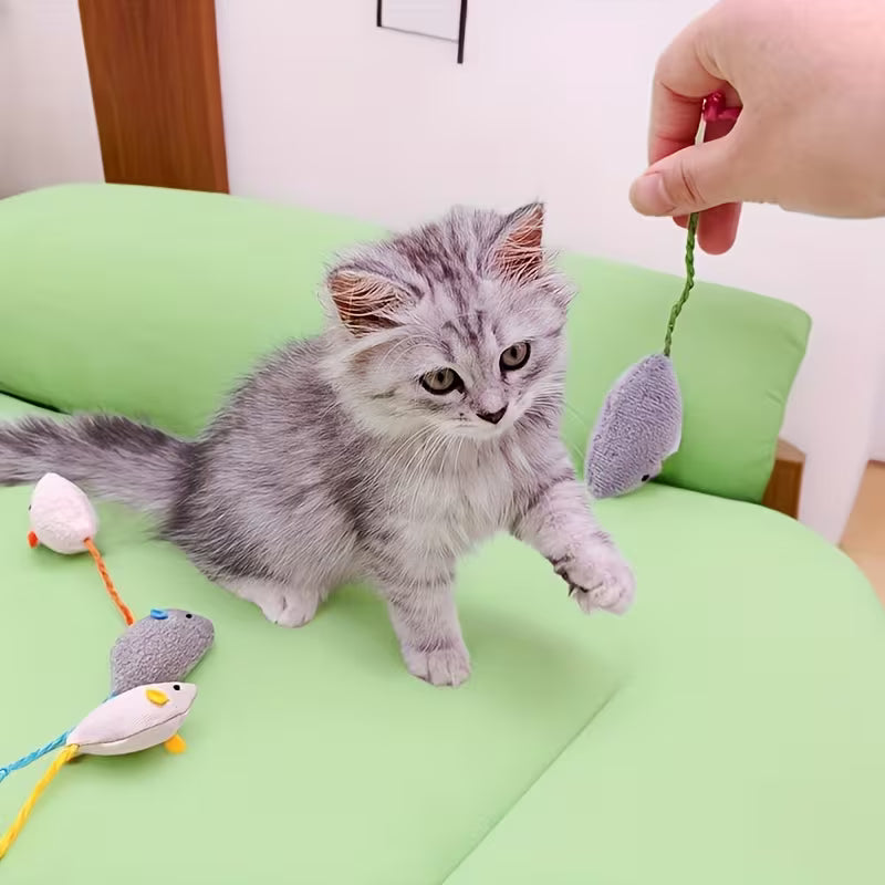 10pcs/20pcs Random Colors Realistic Plush Mouse Cat Toys - Assorted Set, Polyester, Random Color