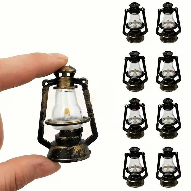 12pcs Mini Oil Lamp Decorations, Fairy Garden Accessories, Home Decor Mini Coal Oil Lamps