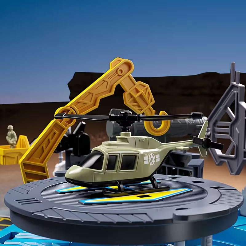 Military Deformation Parking Apron Toy Set with 3 Chariots and 1