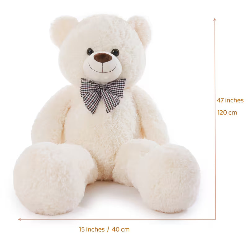 Big Teddy Bear 4ft Enormous White Soft Stuffed Animals Cute Plush Toy