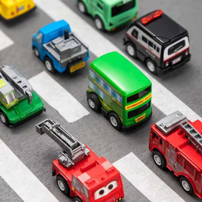 18-Piece Pull Back City Cars and Trucks Toy Vehicles Set for Kids