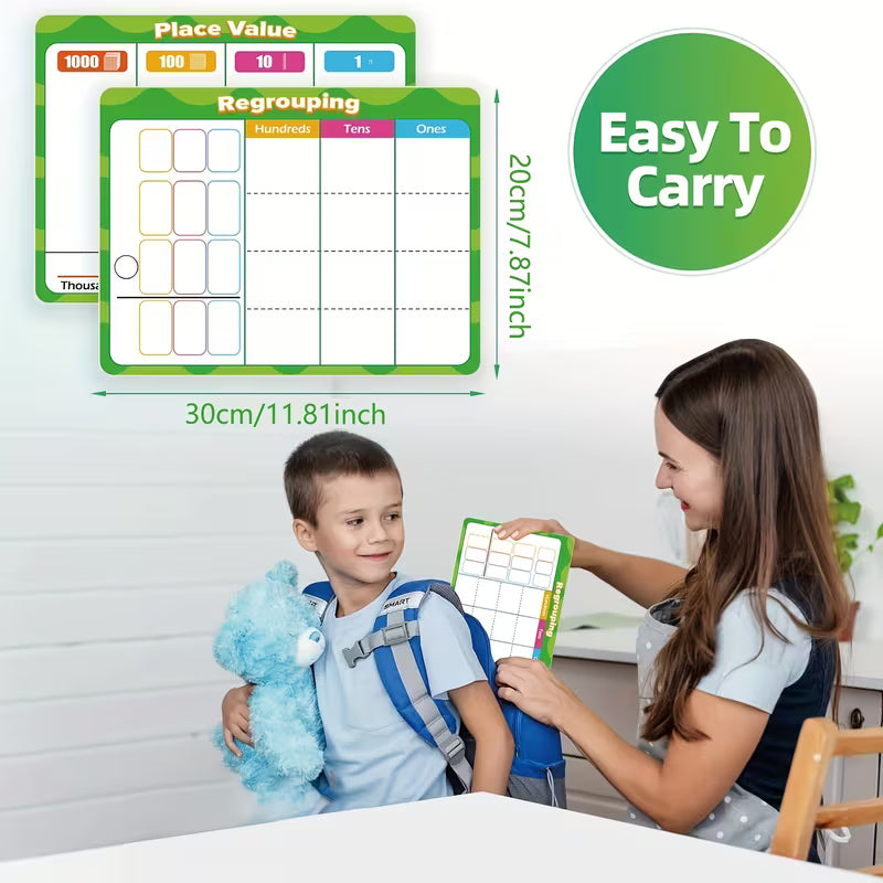 10-Piece Place Value Chart Dry Erase Flash Cards • Addition