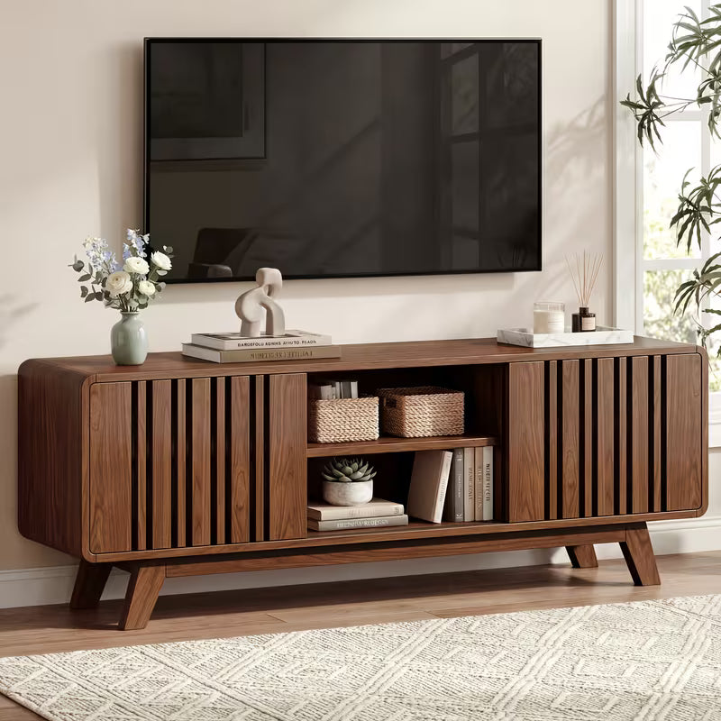 Mid Century Modern TV Stand with Charging Station for 75/70/65/60 Inch TV