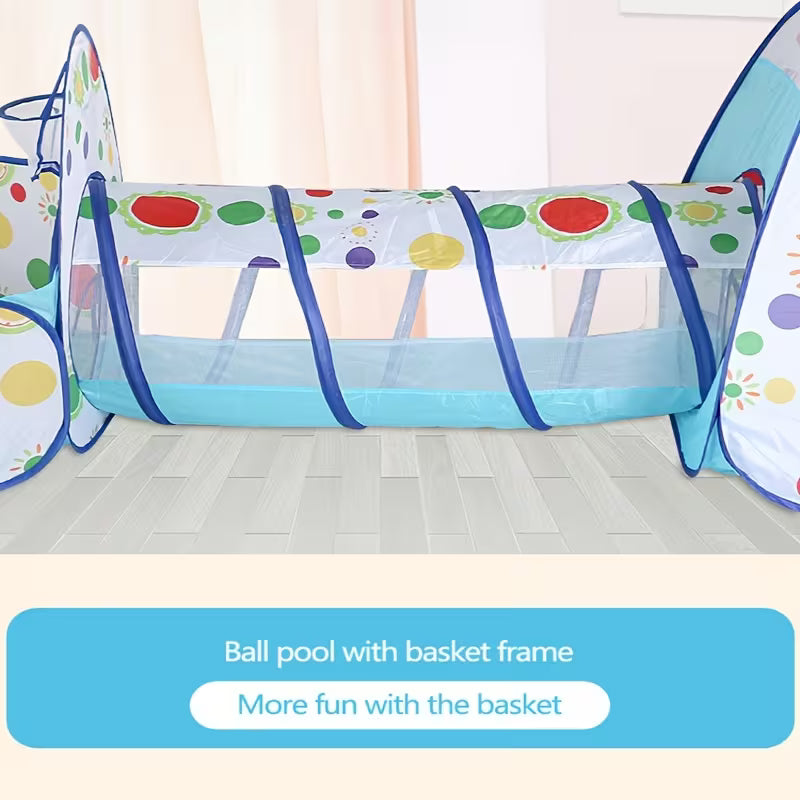 Blue Colorful Wave Point Tent Tunnel Ball Pool Set Outdoor Indoor Play