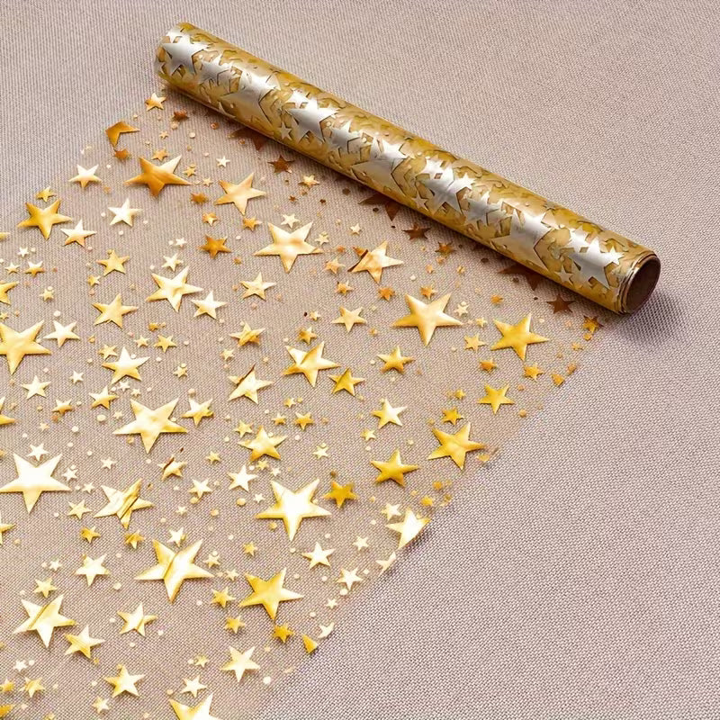 Golden Foil Star Table Runner 11x108" - Metallic, Polyester, Golden