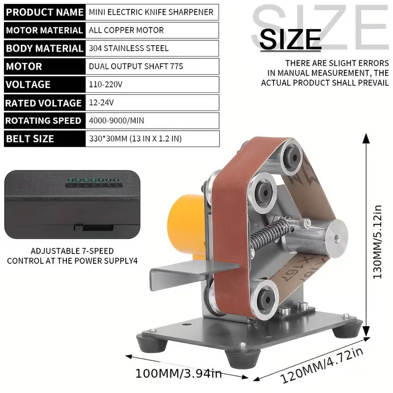 Mini Belt Sander Electric Bench Grinder Sanding Machine 7 Adjustable Speed Grinder Polisher Knife