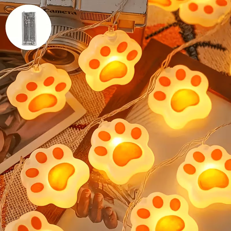 1pc LED Cute Orange Animal Paw Light String, for Birthdays, Christmas, Autumn And Summer Parties