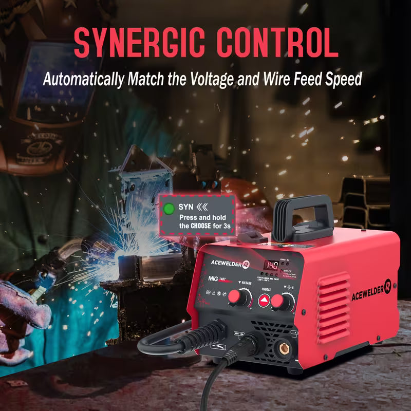 ACEWELDER 140A MIG Welder 110V 3 IN 1 Flux Cored MIG/ARC/Lift TIG Welding Machine Inverter Gasless