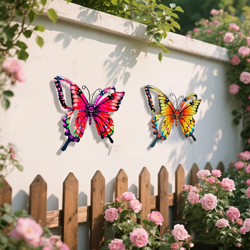 Set of 3D Colorful Metal Butterfly Wall Art, Metal