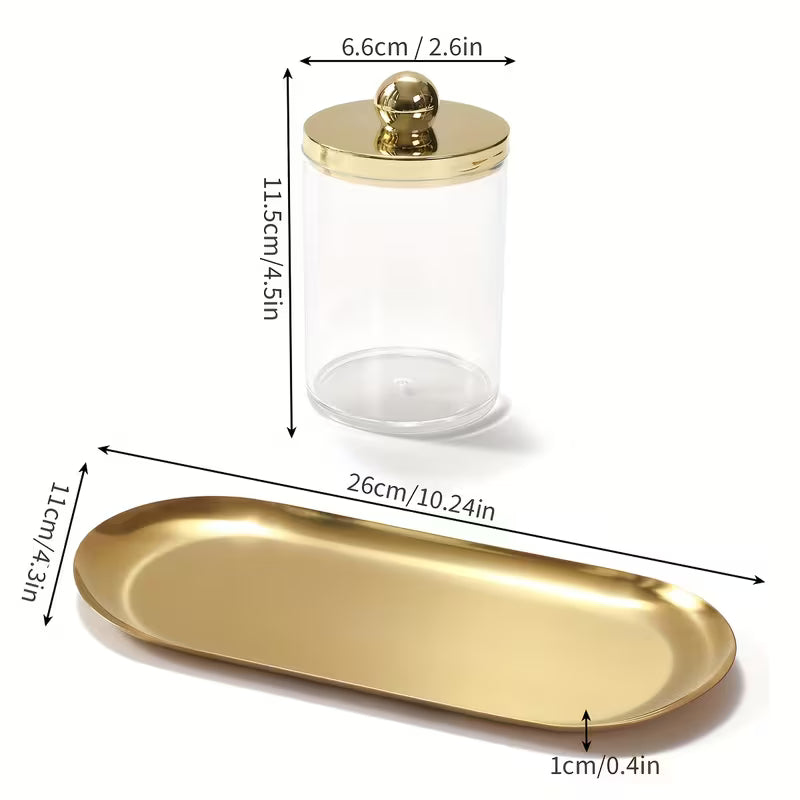 2pcs/3pcs Qtip Holder Bathroom Set with Tray Acrylic Plastic Apothecary Jars Qtip Dispenser