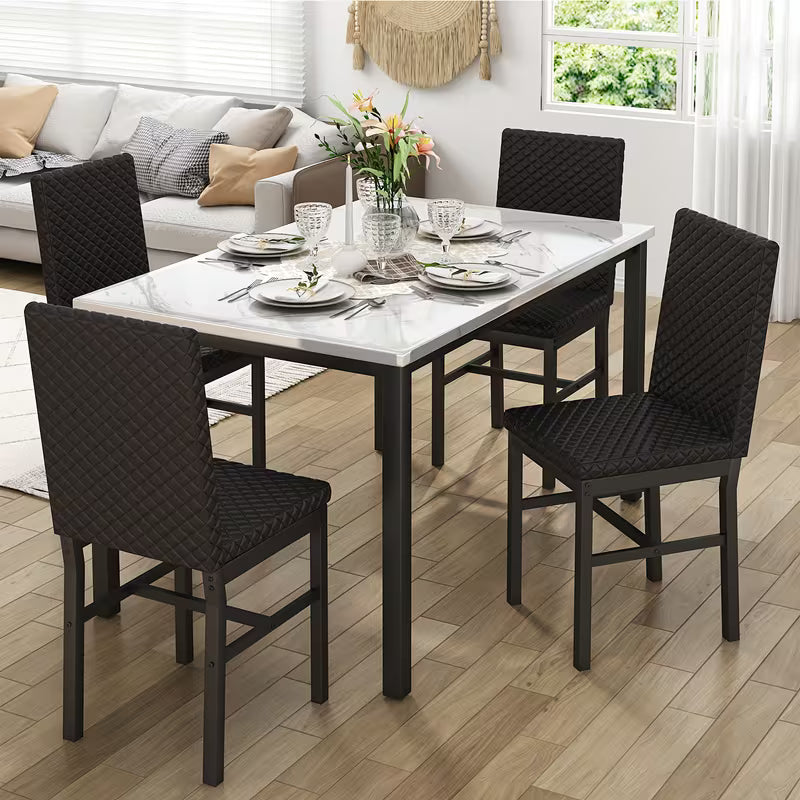 Dining Table Set for 4, Faux Marble Small Dining Room Table Set for 4