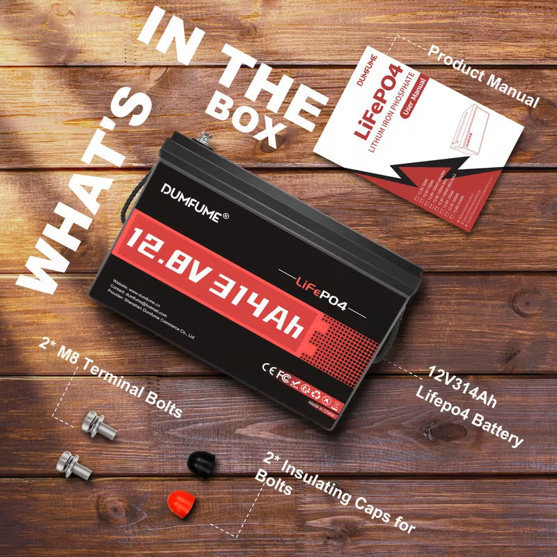 12V 314AH LiFePO4 Self Heating Batteries, Built-in 200BMS, 10000+deep Cycle