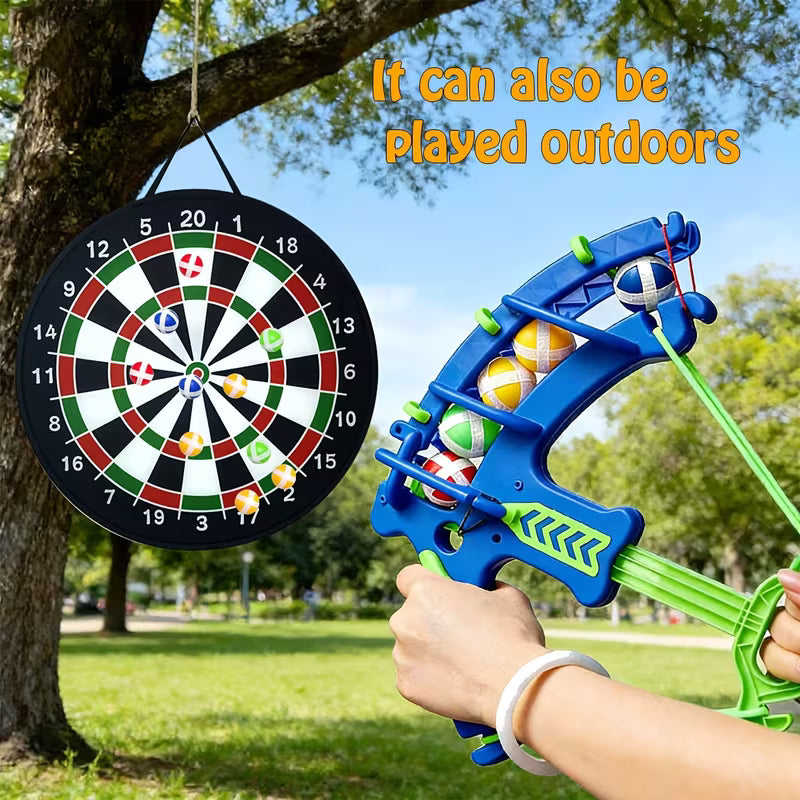 2-In-1 Game Competition 26-Inch Dartboard and Plastic Ball Launcher