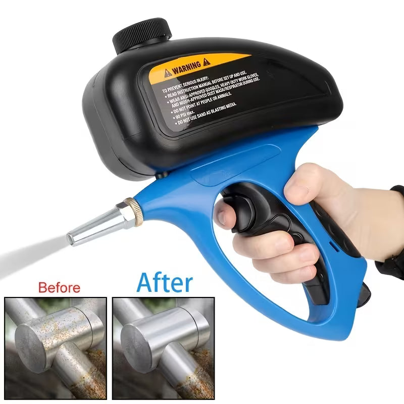 Manual Pneumatic Sandblaster Gun - Air-Powered Sand Blaster Set, Glass
