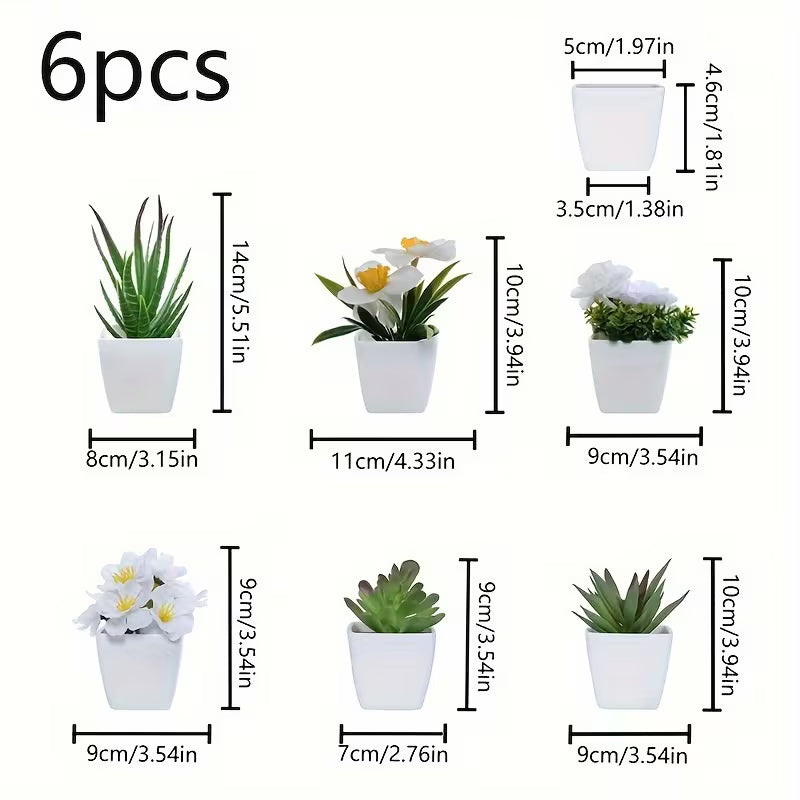 1 Set (6pcs) Realistic Artificial Succulent Plant Set with Pots - Mini Faux Cacti & Succulents