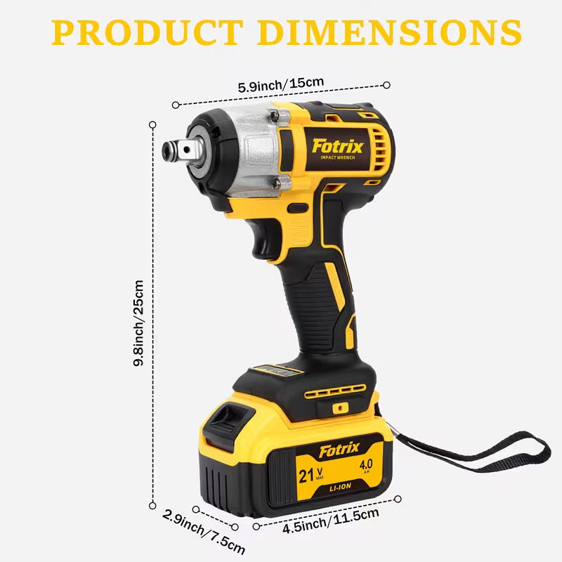 21V Brushless 1/2" Impact Wrench Kit, High Capacity Battery & Multi-Piece Accessory Set
