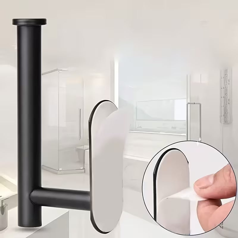 No-Drill Wall-Mounted Plastic Toilet Paper Holder, Multi-Functional Roll Set, Plastic