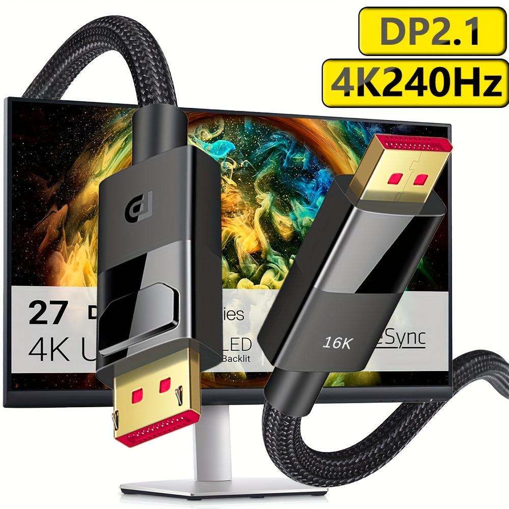 80Gbps DisplayPort Cable 2.1 10ft/3m, [16K@60Hz, 8K@120Hz, 4K@240Hz] DP 2.1