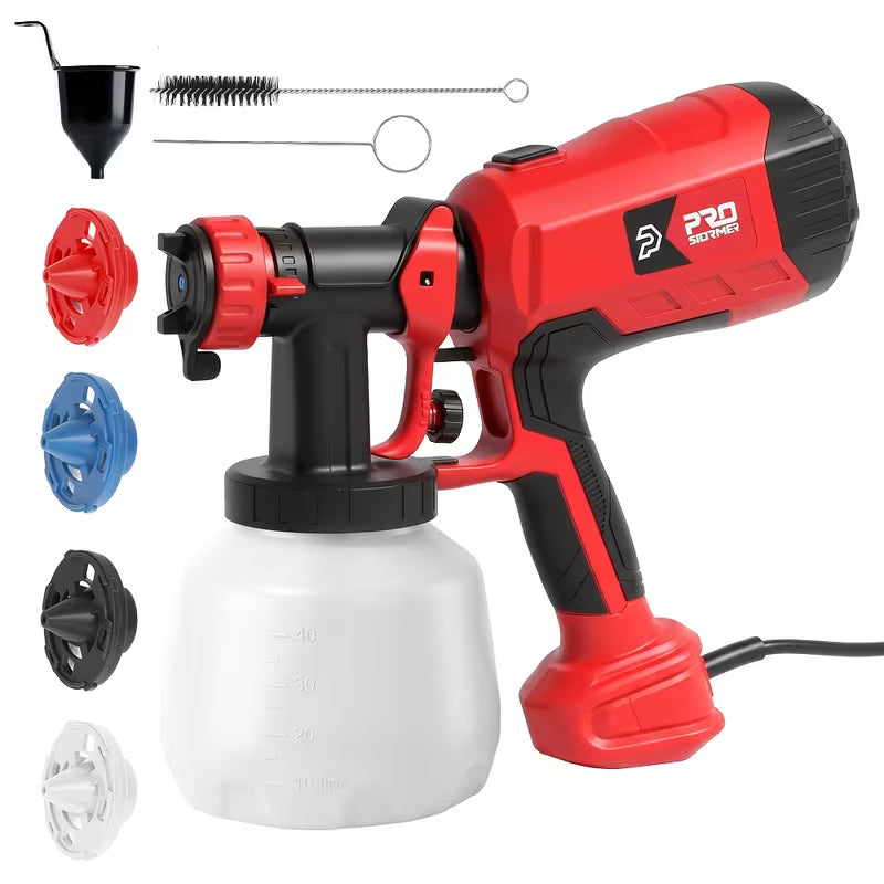Spray Gun, 750W Model with 4 Nozzles And 3 Modes, 40.58oz Detachable Container, Easy to Clean