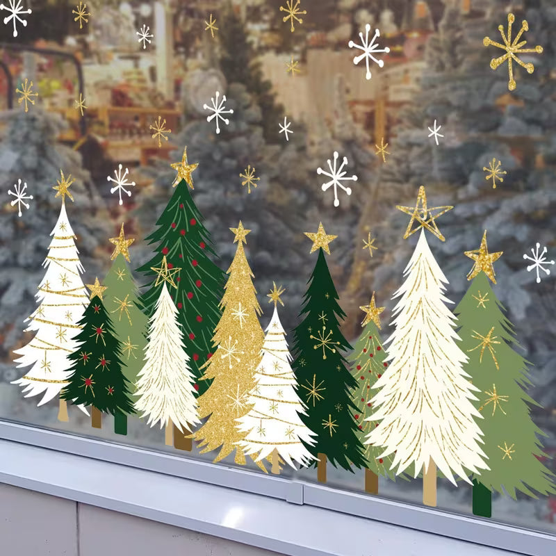 Static Cling Window Decals PVC Christmas Tree Set, Pvc