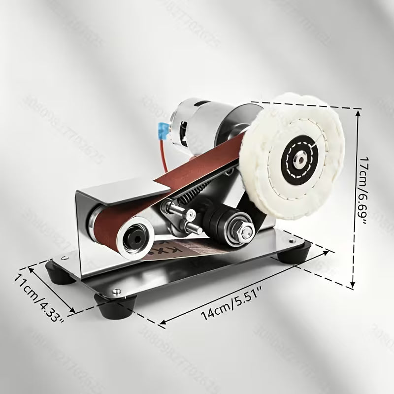 14/107pcs Set of Three-In-One Mini Belt Sander- 15-Degree Blade Grinder, Electric Bench Grinder