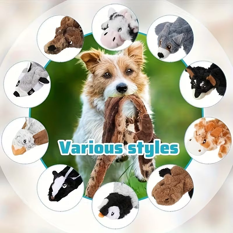 Durable Crinkle Squeaky Pet Toys - Plush Stuffless Set