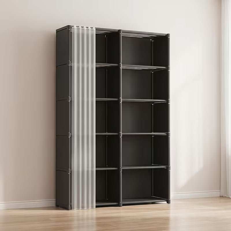 1pc Multi Layer Easy-to-Assemble Book Storage Rack, Simple Floor Standing Clothes Storage Wardrobe