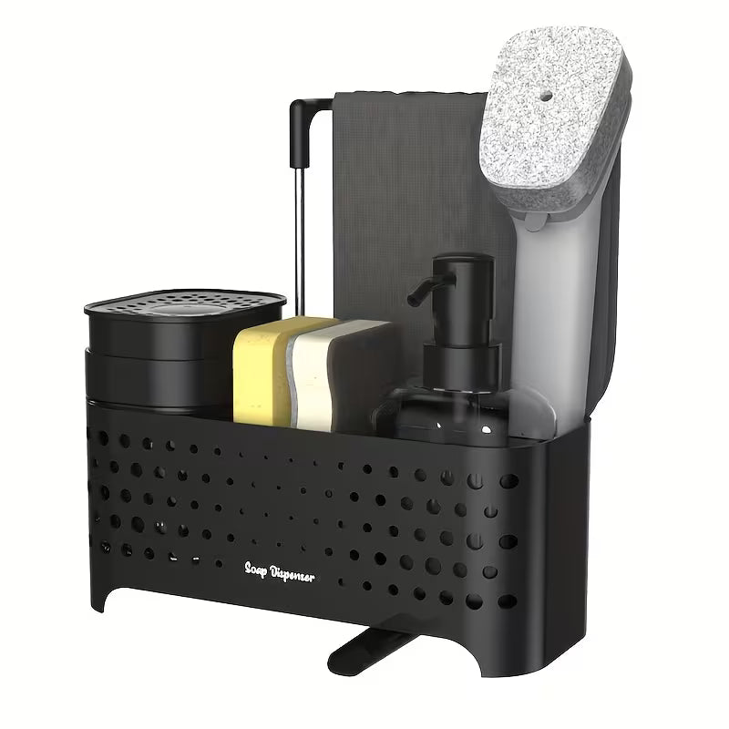 A Kitchen Hand and Dish Soap Dispenser Set, a Dual - Purpose Soap Dispenser with a Sponge Rack