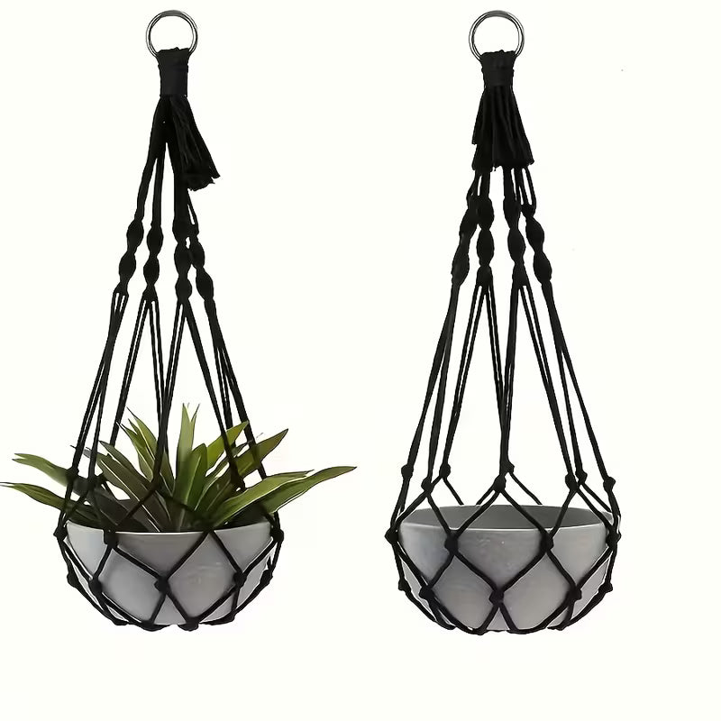 2pcs Bohemian Hand-Woven Plant Hangers Suitable for Indoor/Outdoor Use, Fabric Hanging Flower