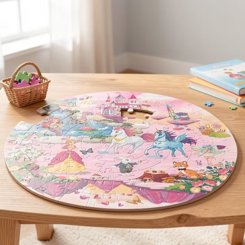 70-Piece Unicorn Princess Mermaid Fairy Floor Puzzle for Kids Ages 3