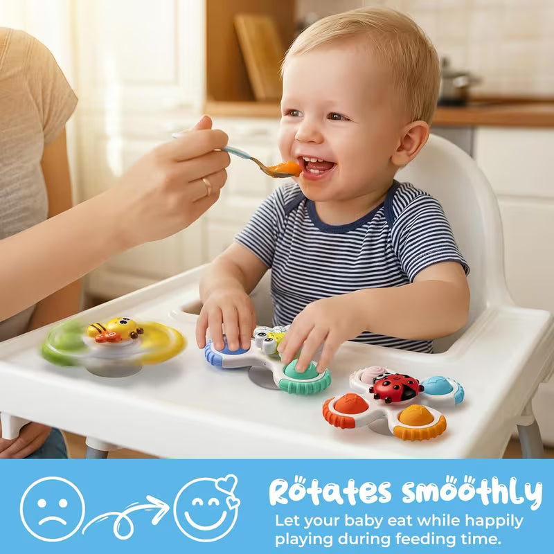 3-Piece Baby Insect Suction Cup Spinners Travel Toys for Kids Ages 12M+
