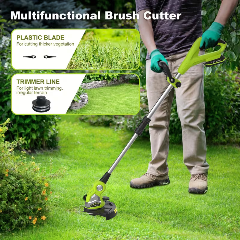 String Trimmer, 10-inch Cordless Weed Wacker, 2.0Ah Battery Powered Weed Eater