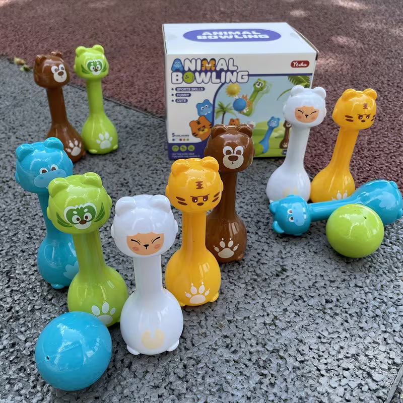 10 Bottles 2 Balls Novelty Bowling Toy Set Animal Shape Halloween