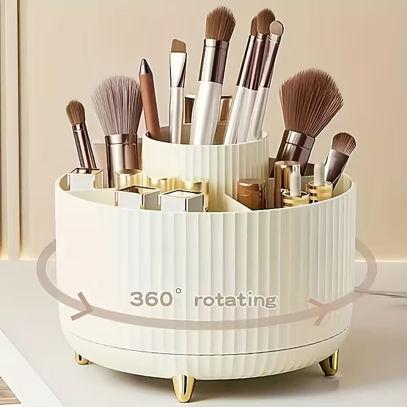 360° Rotating Makeup Organizer - 1pc Plastic Cosmetic Set, Plastic