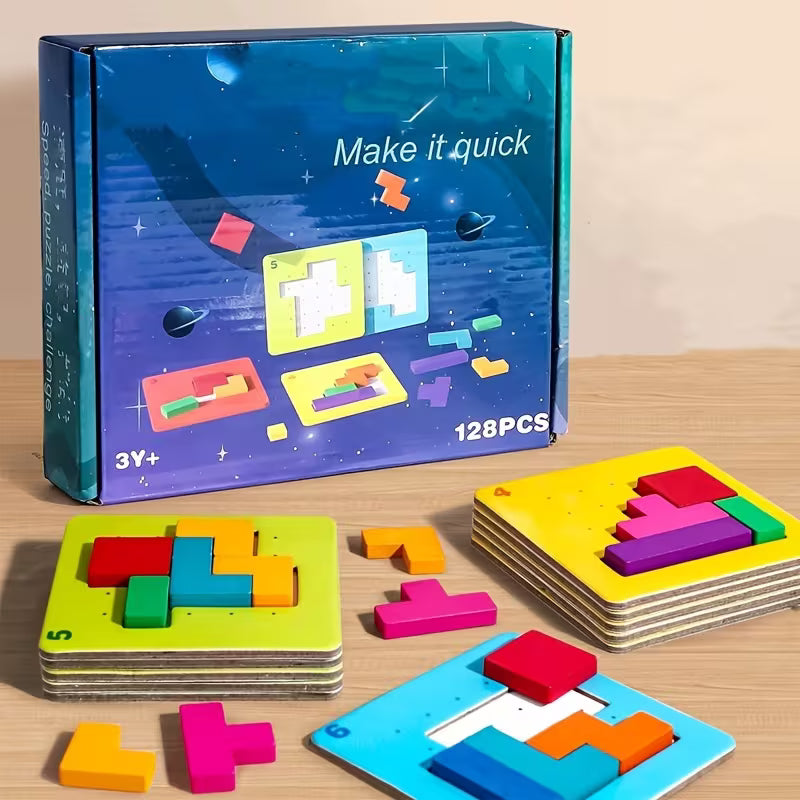 Puzzle Battle Toy Set Includes 20 Puzzle Cards with Different Colored