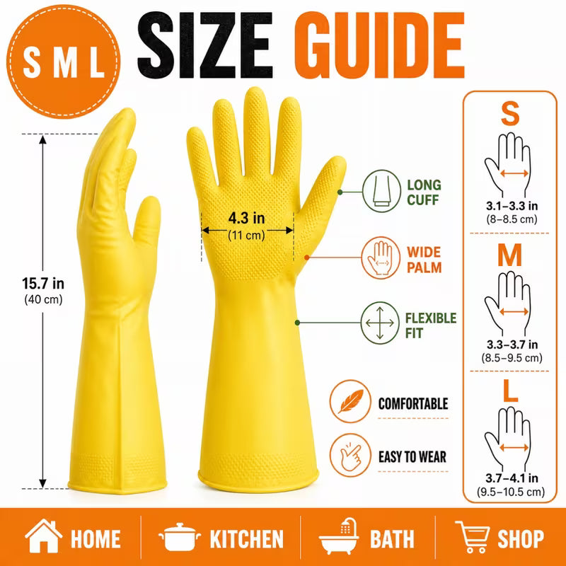 6pcs Heavy-Duty Dishwashing Gloves, Reusable Non-Slip Waterproof Cleaning Gloves for Kitchen
