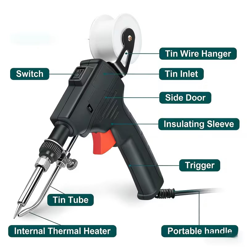 Handheld Automatic Welding Torch with Adjustable Rubber Bracket for Circuit Boards