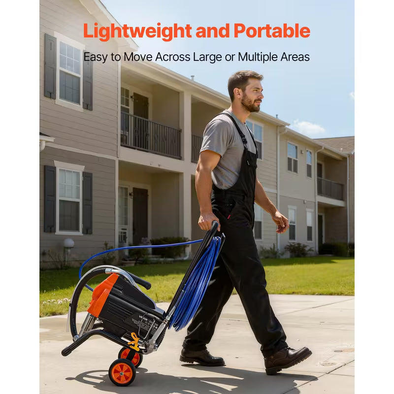VEVOR Stand Airless Paint Sprayer, 1500W, 3300PSI High Pressure Airless Sprayer with Cart/Handheld