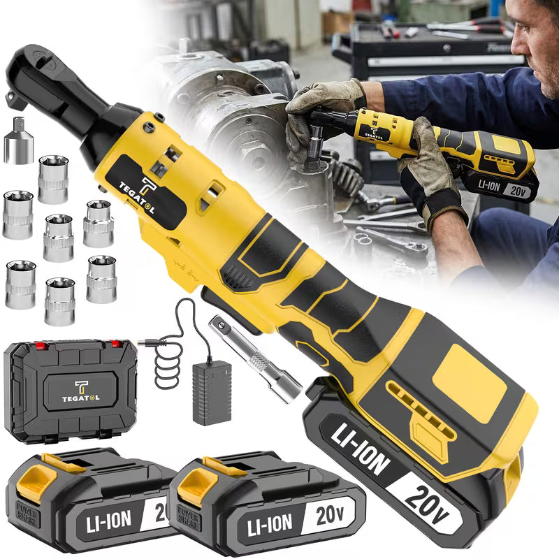 Multifunctional Cordless Electric Ratchet Wrench Set with Lithium Battery, Variable Speed
