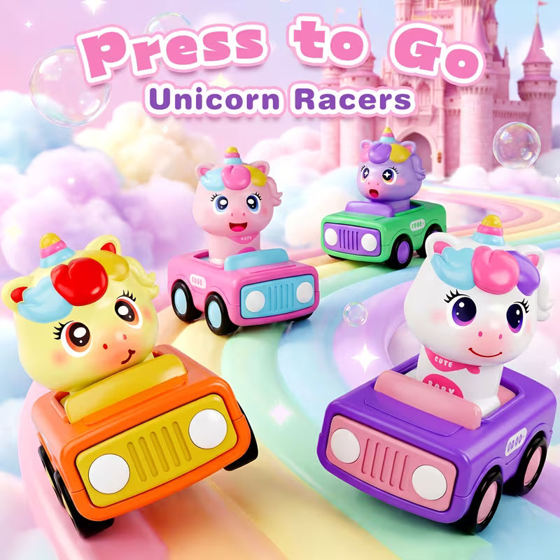 Press to Go Unicorn Car Toys for Toddler