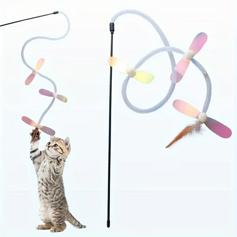 SILICAT Interactive Cat Toy, Plush Flying Insect Shaped Wand, Uncharged